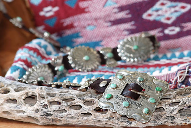 istock Silver and Turquoise Belt Buckle 153010122
