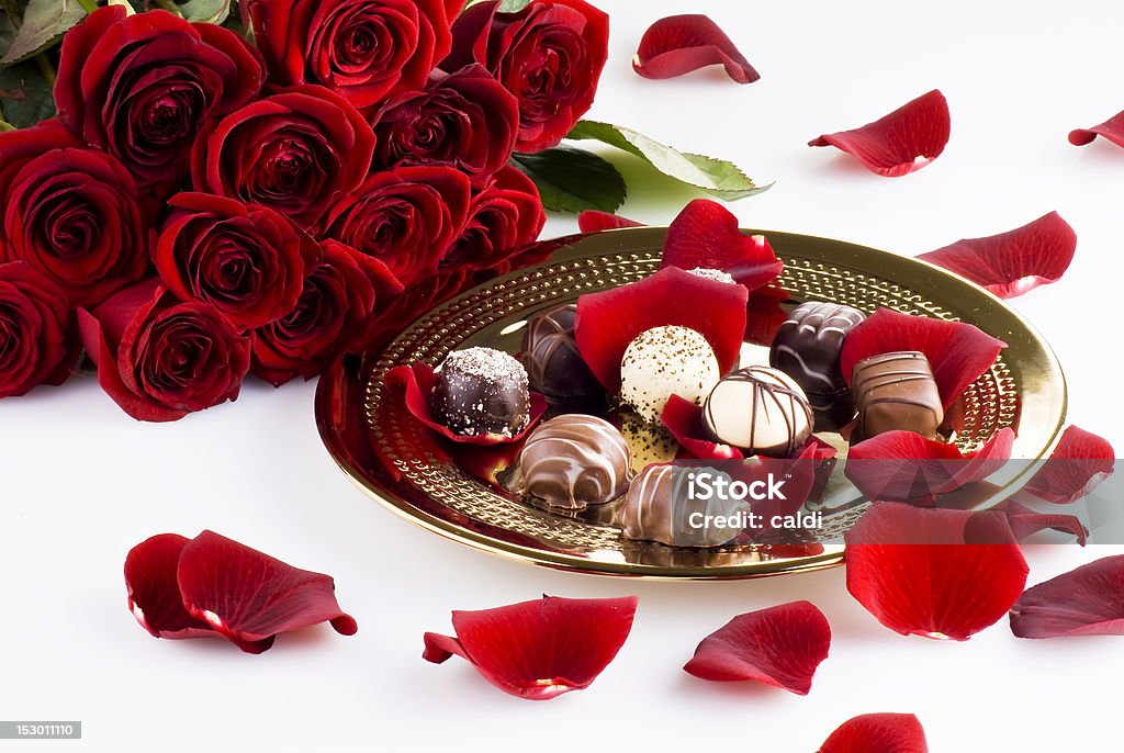 Chocolates e rosas - Royalty-free Amor Foto de stock