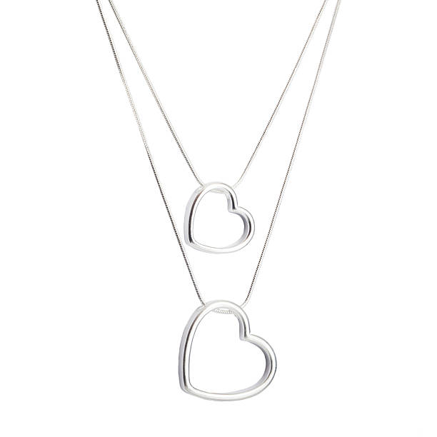 istock Heart shaped necklaces isolated on white background 153011222
