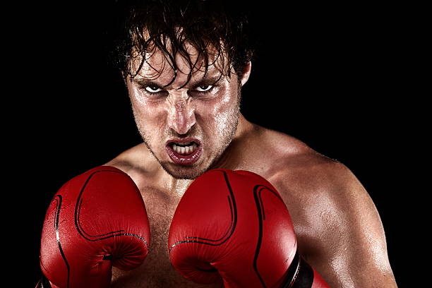 ボクサーボクシング - men furious boxing combative sport ストックフォトと画像