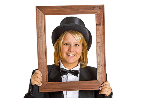 istock Woman with wooden frame 153013850
