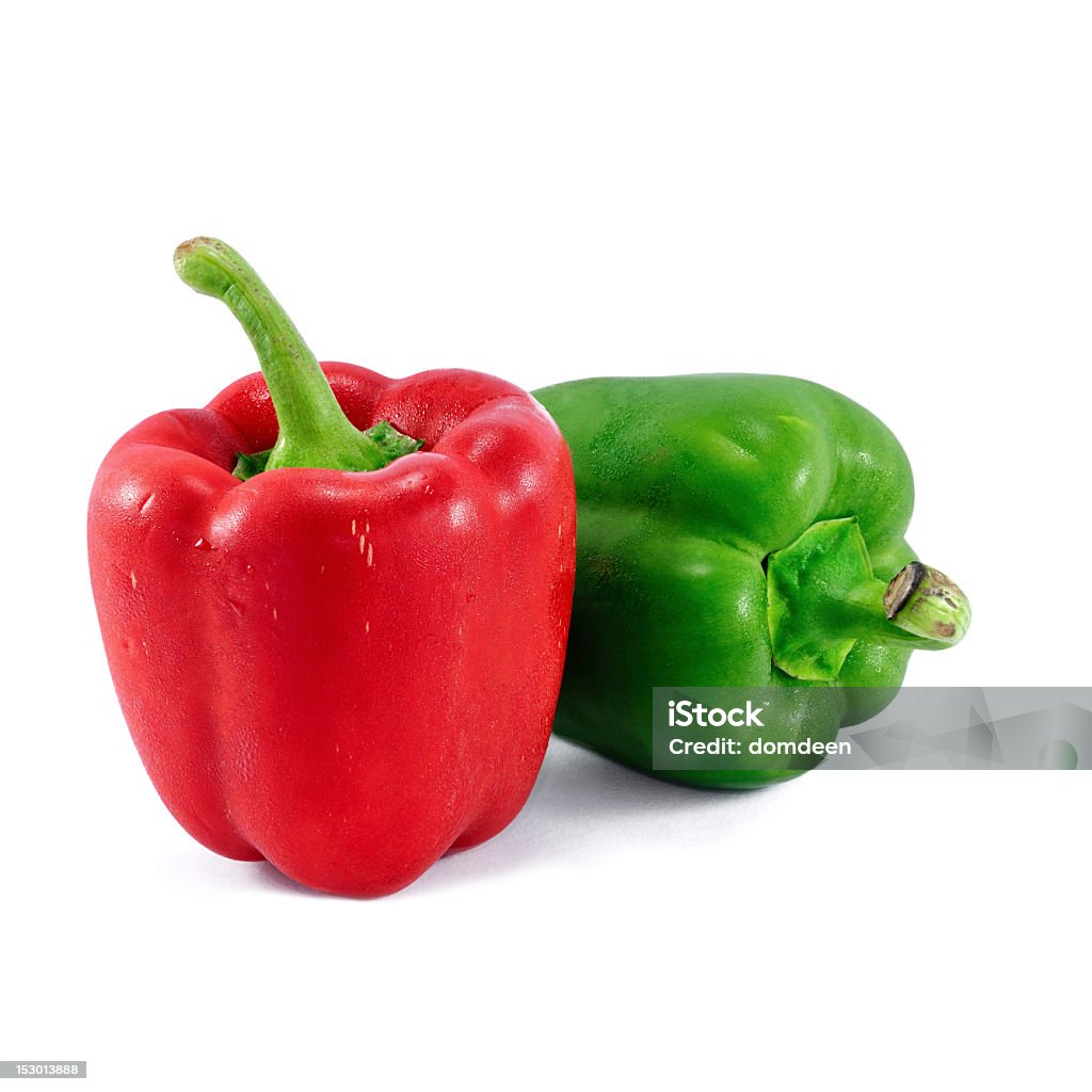 Red and green bell peppers isolated on white background Bell Pepper on white background.  Red Stock Photo