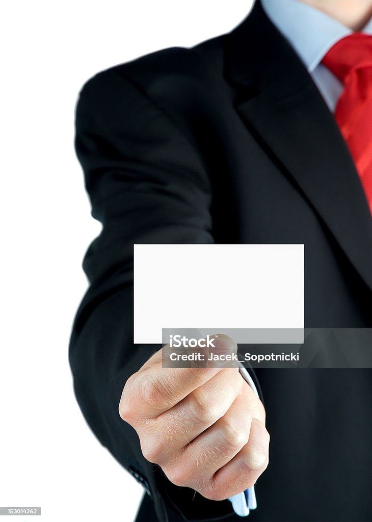 Con vuoto business card in mano - Foto stock royalty-free di Abbigliamento elegante