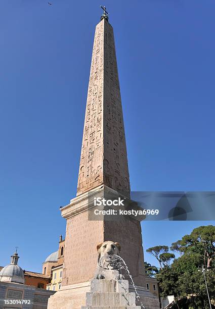 Obelisk In Der Piazza Del Popolo Rom Italien Stockfoto und mehr Bilder von Architektur - Architektur, Blau, Europa - Kontinent