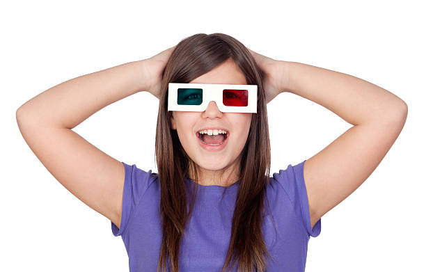 Überrascht Mädchen mit 3D-Brille – Foto