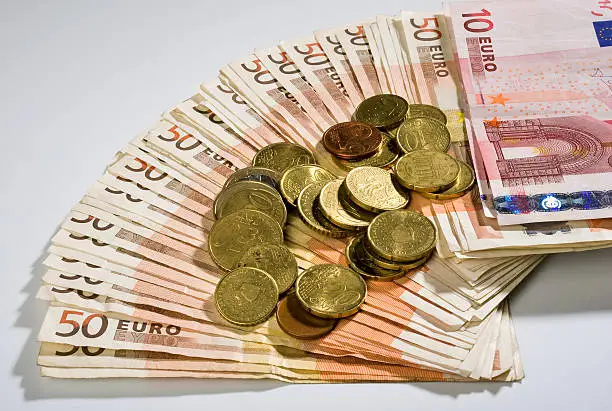 Euro papermoney and coins