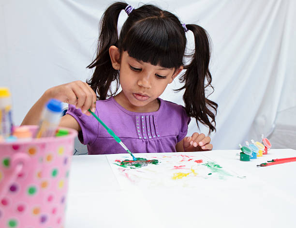 istock Little girl painting 153015801