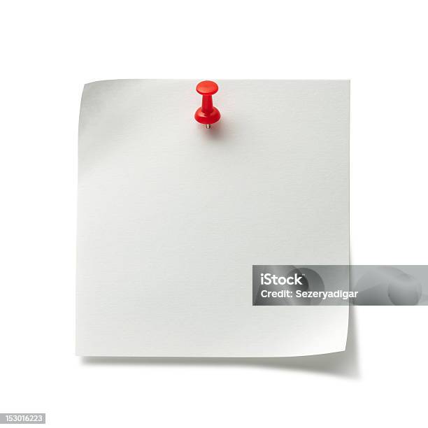 Postit Nota Con Perno Di Spinta - Fotografie stock e altre immagini di Appiccicoso - Appiccicoso, Articolo di cancelleria, Bianco