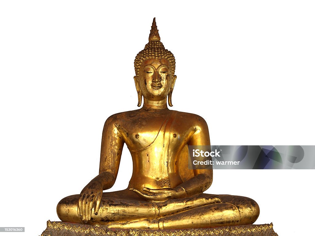 buddha dorato su sfondo bianco - Foto stock royalty-free di Asia