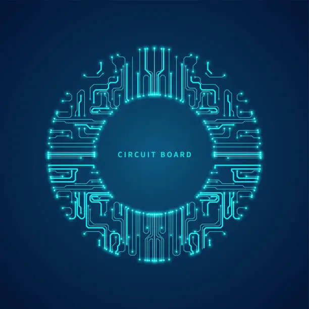 Vector illustration of Abstract technology background with round circuit board.