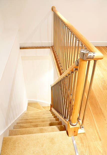 istock Modern House Interior - Stairs with Chrome Railing 153017167