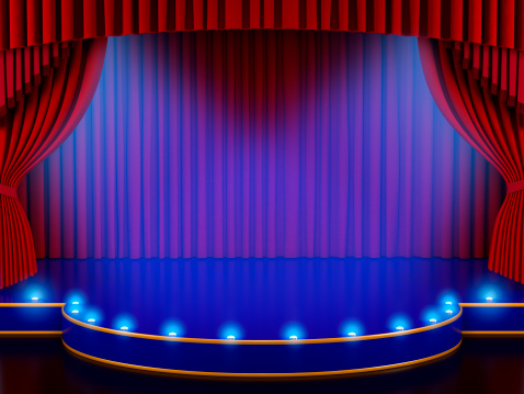 3d Illustration of a theatre stage area which artistic volume light