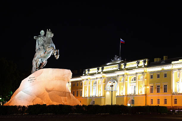 istock Bronze Horseman - monument to Peter Great in evening 153017459