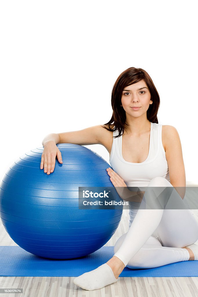 Frau mit fitness-ball - Lizenzfrei Aktiver Lebensstil Stock-Foto