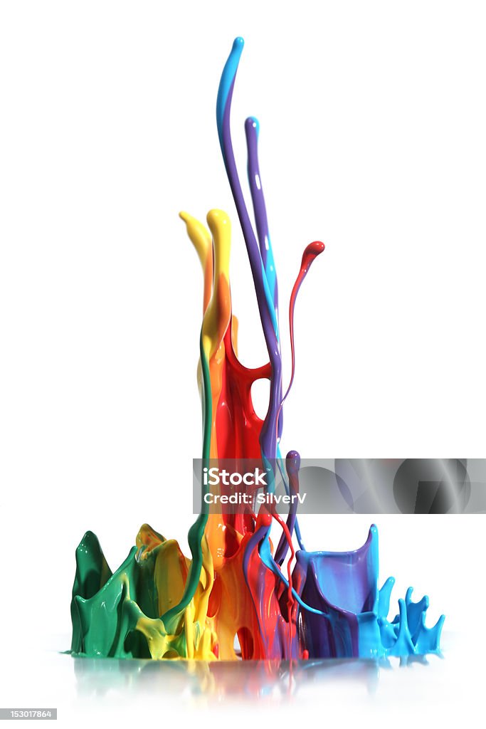 Colorful paint splashing isolated on white Abstract Stock Photo