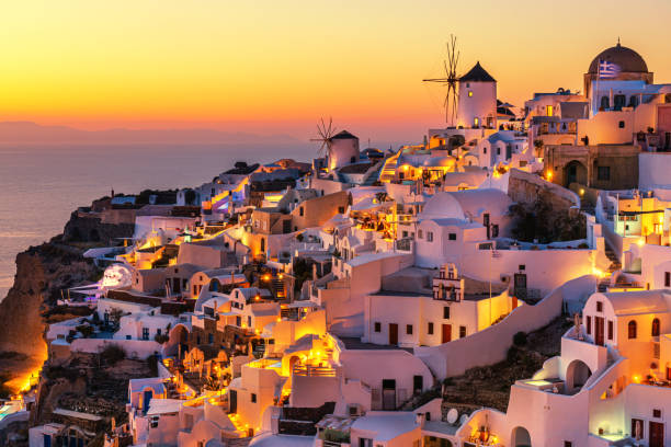 istock Night lights in Santorini island, Greece. 1530186138