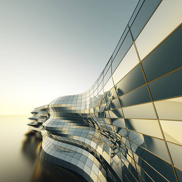 Modern building downtown, 3d rendering