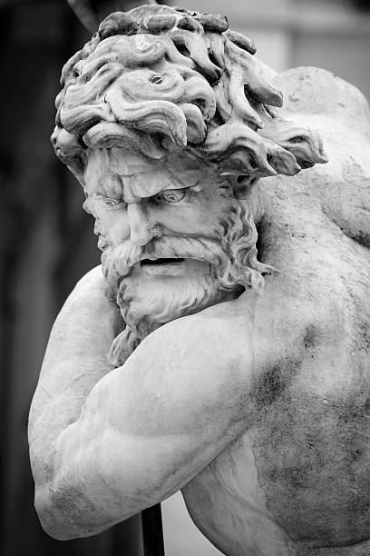 istock Neptune Statue Face in Monochrome 153019589