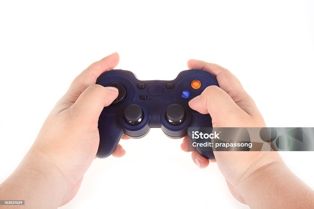 Juego de PC de juegos de almohadillas de joystick azul - Foto de stock de Actividades recreativas libre de derechos