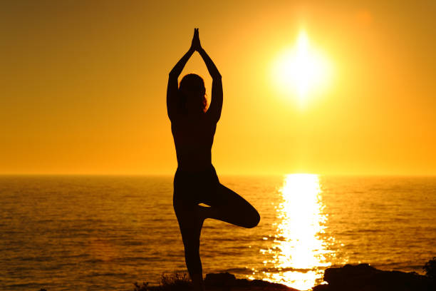 istock Yogi exercising yoga at sunset on the beach 1530232501