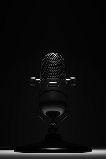 Microphone music radio mic audio sound studio retro equipment voice 3d illustration render digital rendering