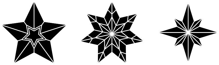 December Stars Vector Christmas Star Abstract Vector Collection In Black Isolated Background ...