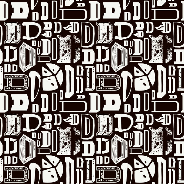 ilustrações de stock, clip art, desenhos animados e ícones de seamless pattern with letters d in typographic style - letter d alphabet alphabetical order backgrounds