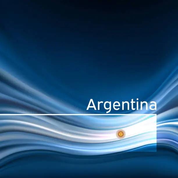 Vector illustration of Argentina flag background. Abstract argentinean flag in the blue sky. National holiday card design. State banner, argentine poster, patriotic cover, flyer. Business brochure. Vector design
