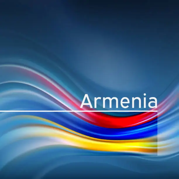 Vector illustration of Armenia flag background. Abstract armenian flag in the blue sky. National holiday card design. State banner, armenia poster, patriotic cover, flyer. Business brochure design. Vector illustration