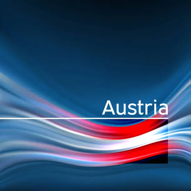 Vector illustration of Austria flag background. Abstract austrian flag in the blue sky. National holiday card design. Business brochure design. State banner, austria poster, patriotic cover, flyer. Vector illustration