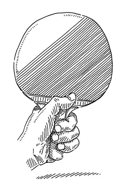Vector illustration of Hand Holding Table Tennis Racket Drawing