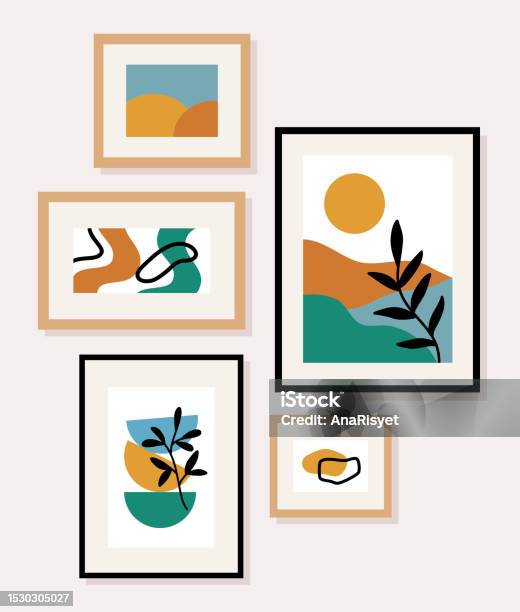 Poster Set Element For Interior Design In Flat Style Stock Illustration ...