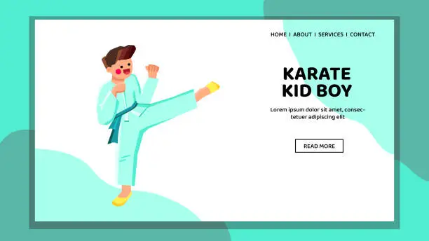 Vector illustration of sport karate kid boy vector