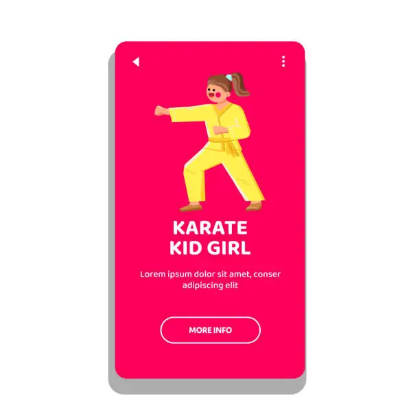 Vector illustration of martial karate kid girl vector