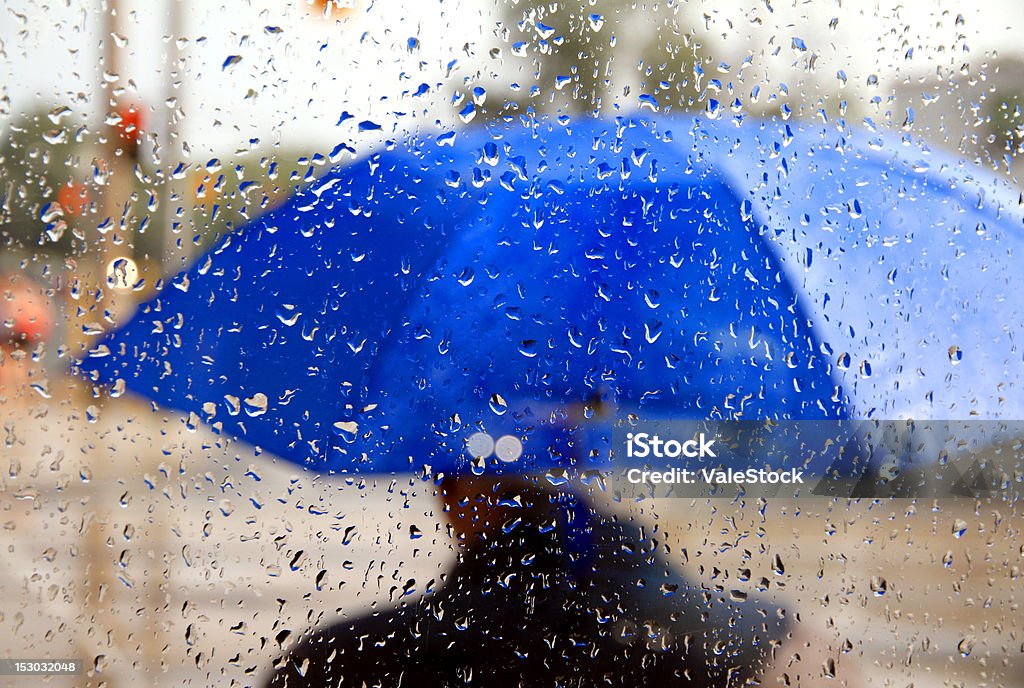 Hombre con paraguas azul - Foto de stock de Adulto libre de derechos