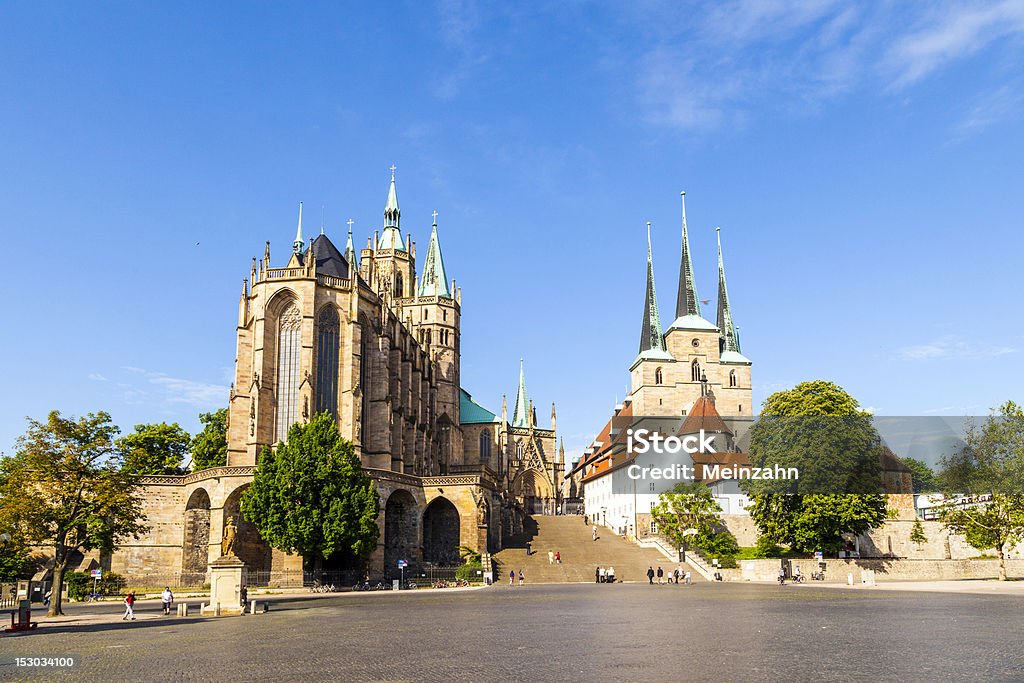 Famous Erfurt Cathedral  and St. Severus Church in Thuringia, Germany Erfurt Cathedral and St. Severus Church located on Cathedral Hill of Erfurt, in Thuringia, Germany Erfurt Stock Photo