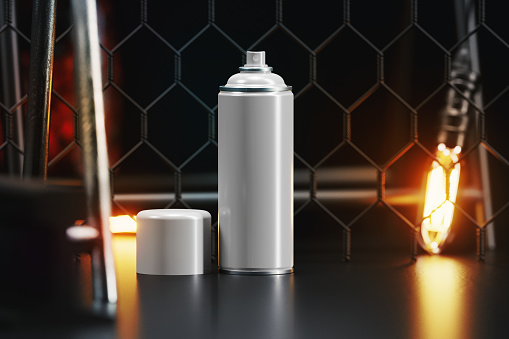 Blank spray paint can mockup. 3D rendering