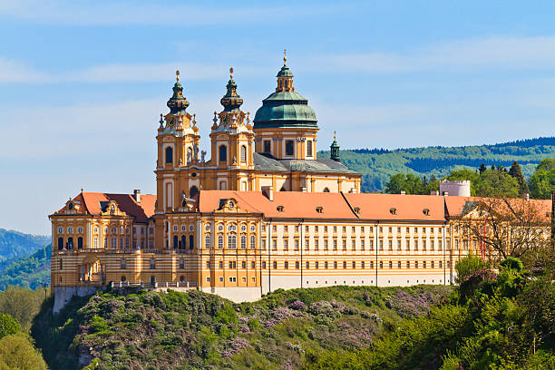 Melk - Famous Baroque Abbey (Melk Abbey), Austria Melk Abbey is an Austrian Benedictine abbey and one of the world's most famous monastic sites abbey monastery photos stock pictures, royalty-free photos & images