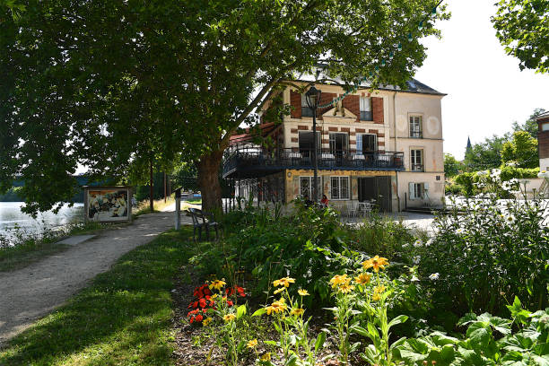 Chatou, France-07 07 2023: Hotel restaurant in Chatou, France which served as the setting for a famous painting by artist Auguste Renoir.