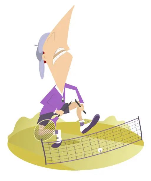 Vector illustration of Angry man on the tennis court