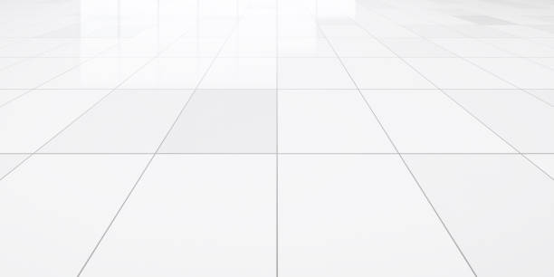 istock 3d rendering of white tile floor for background. 1530373035