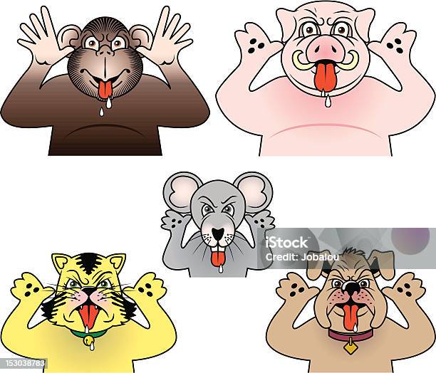 Comic 화난 동물 혀 내밀기에 대한 스톡 벡터 아트 및 기타 이미지 - 혀 내밀기, 애완고양이, 가축