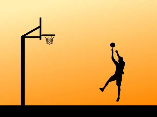 Vector illustration of Silhouette of Man Playing Basketball