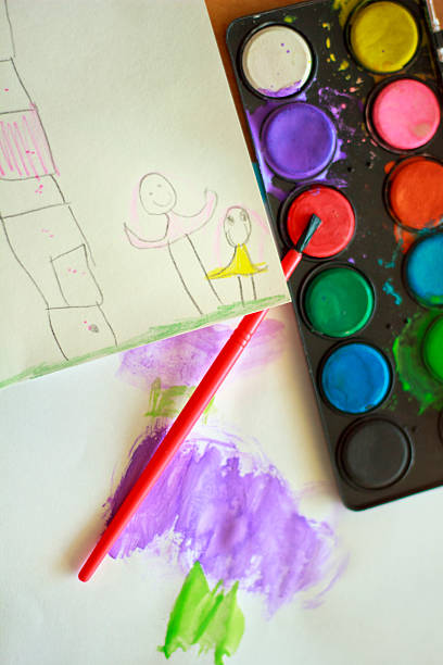 istock Child's drawing - home and family 153040290