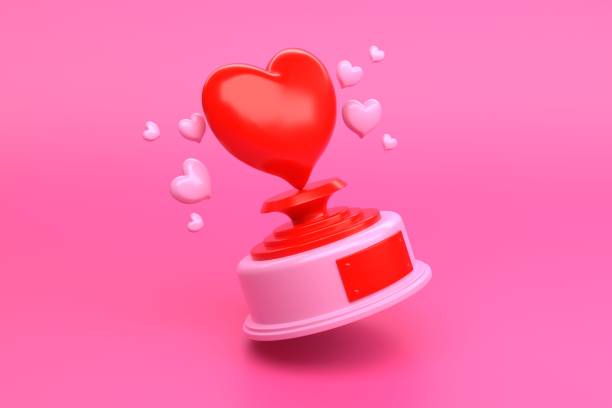 istock Red heart shaped trophy with small pink hearts 1530409028