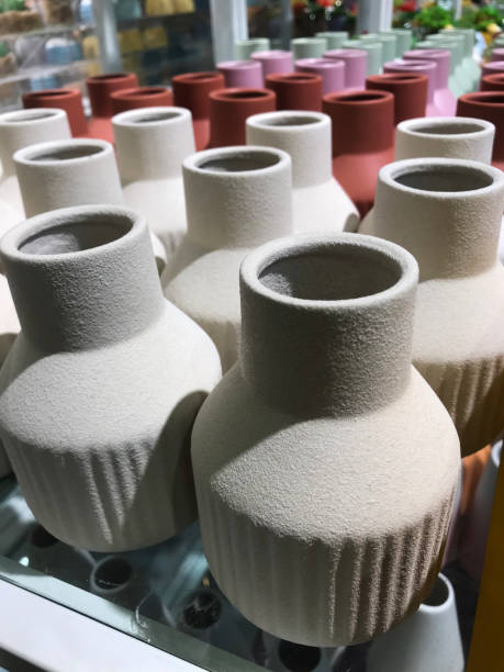 istock Handcrafted flower vases from colorful clay 1530412251