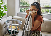 The smell of clean laundry never gets old. Stock photo