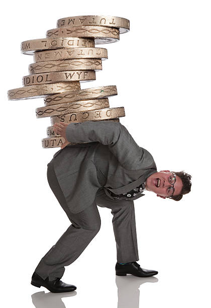 istock Business man in financial debt struggle 153042735