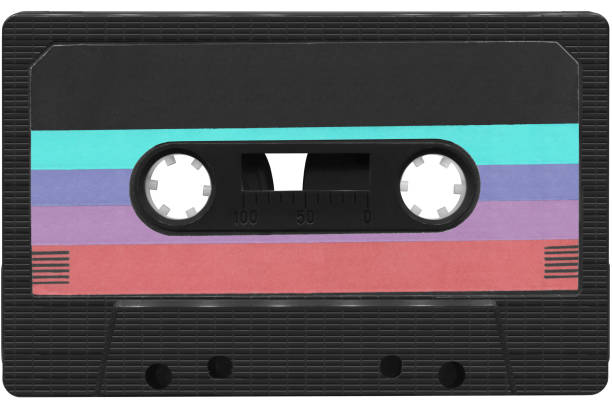 istock Black audio cassette with a colored label. 1530427519