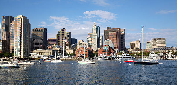 istock Boston skyline, boats and Inner Harbor, USA 153042771